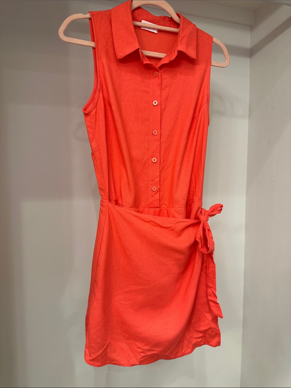 Pink Lily small orange front wrap romper. Like new